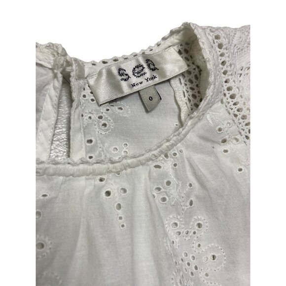 SEA New York Lea Ruffle Eyelet White Blouse-sz 0 - Picture 4 of 11
